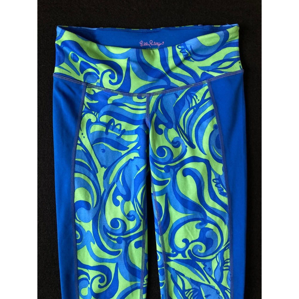 Lilly Pulitzer Luxletic‎ Capris Leggings Blue Green Fish Print XS